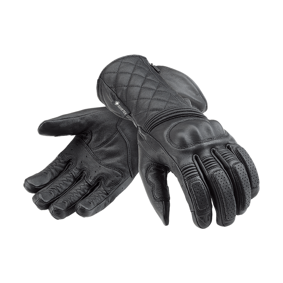 Triumph Motorcycle Modern Classic Clothing Linton GTX Gloves Black Front Flat Shot